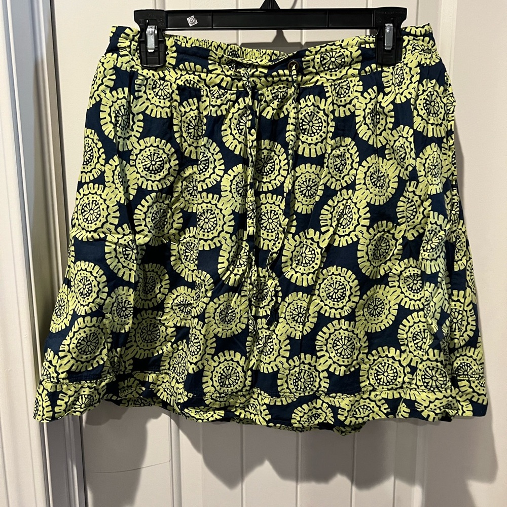 Merona Green and Blue Tie Front Skater Mini Skirt